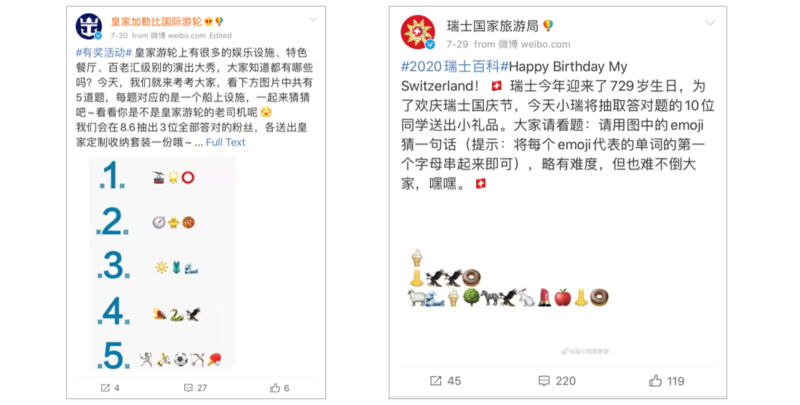 emoji social media marketing cinese